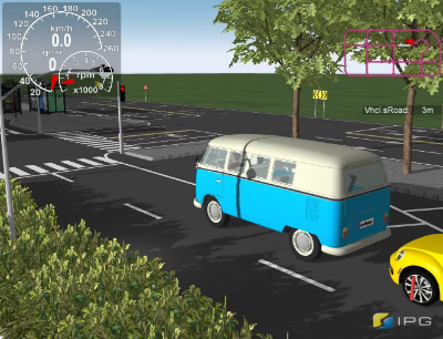 CarMaker模擬中型巴士及小客車行進畫面